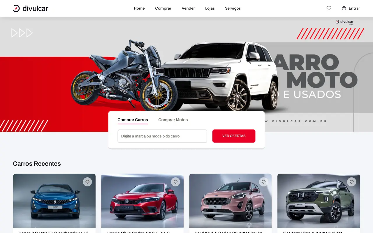 Screenshot of the Divulcar website