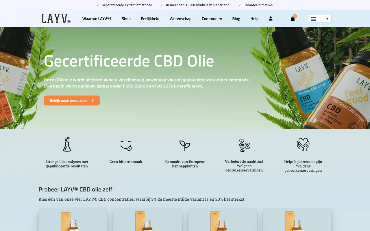 Screenshot of the Layv website