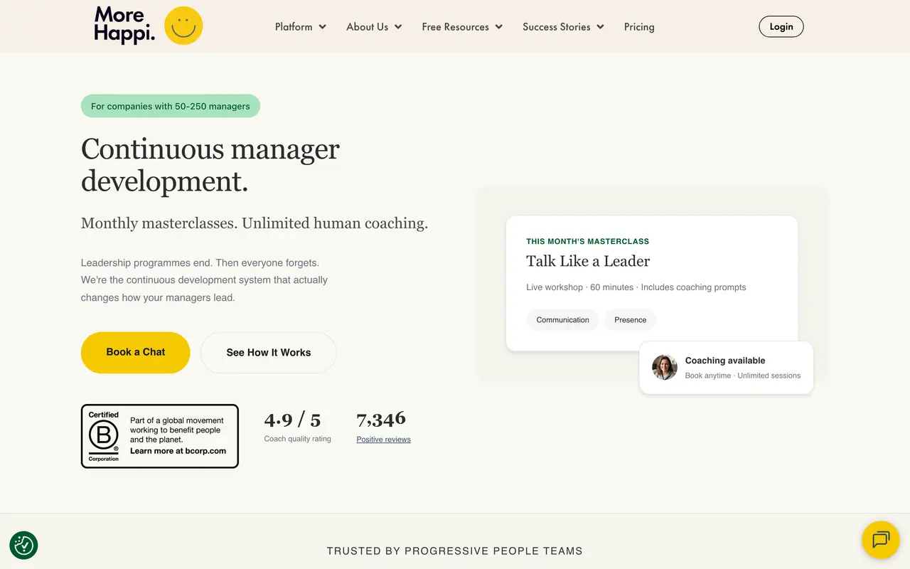 Screenshot of the More Happi website